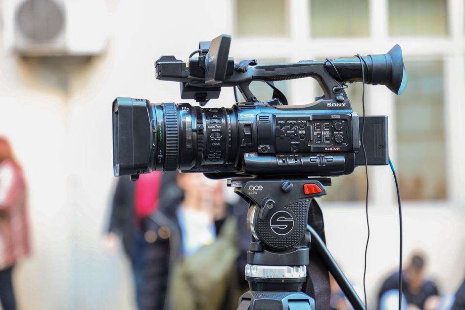 Professional video camera equipment setup